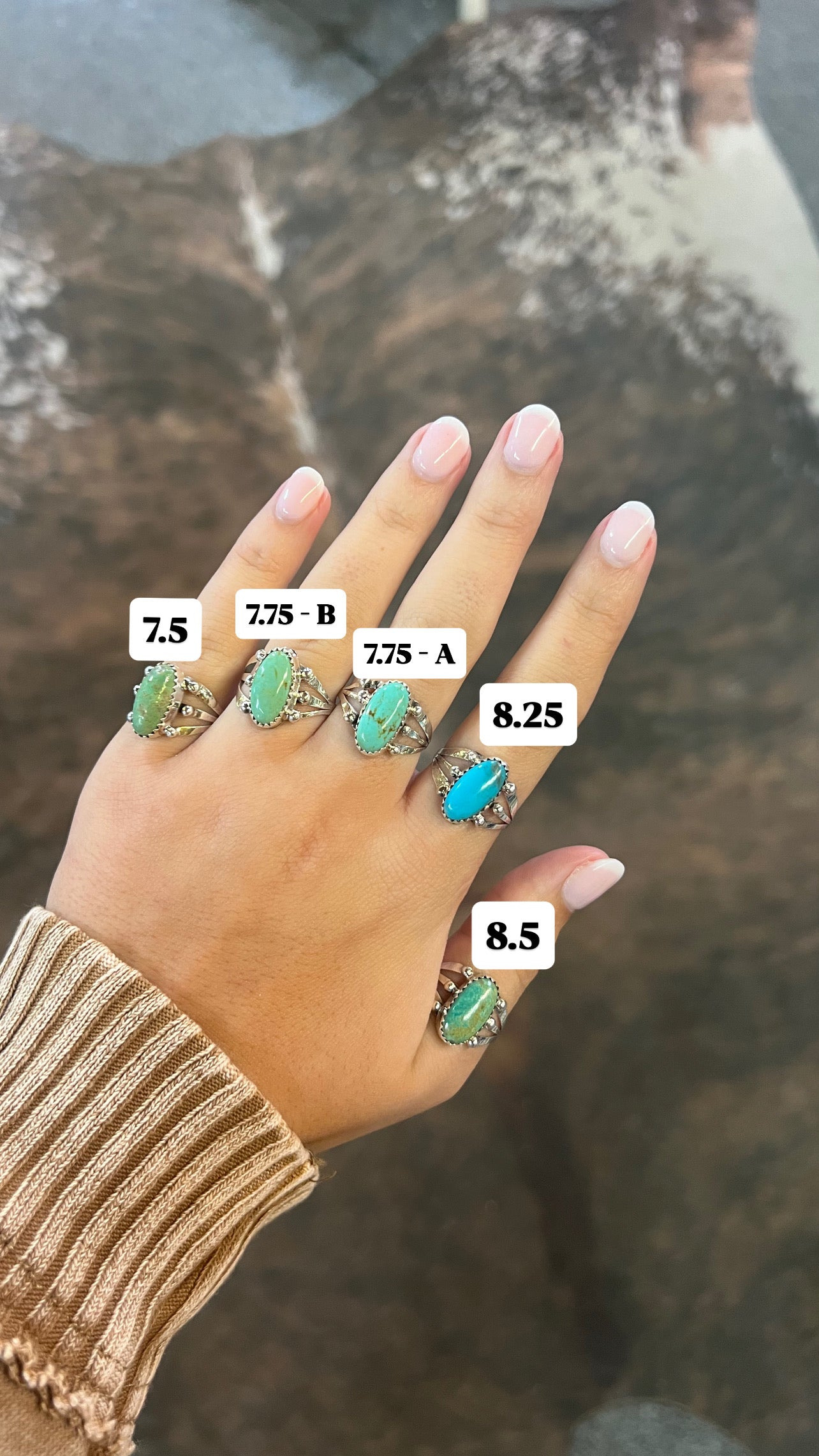 Genuine Turquoise Triple Split Sterling Silver Ring