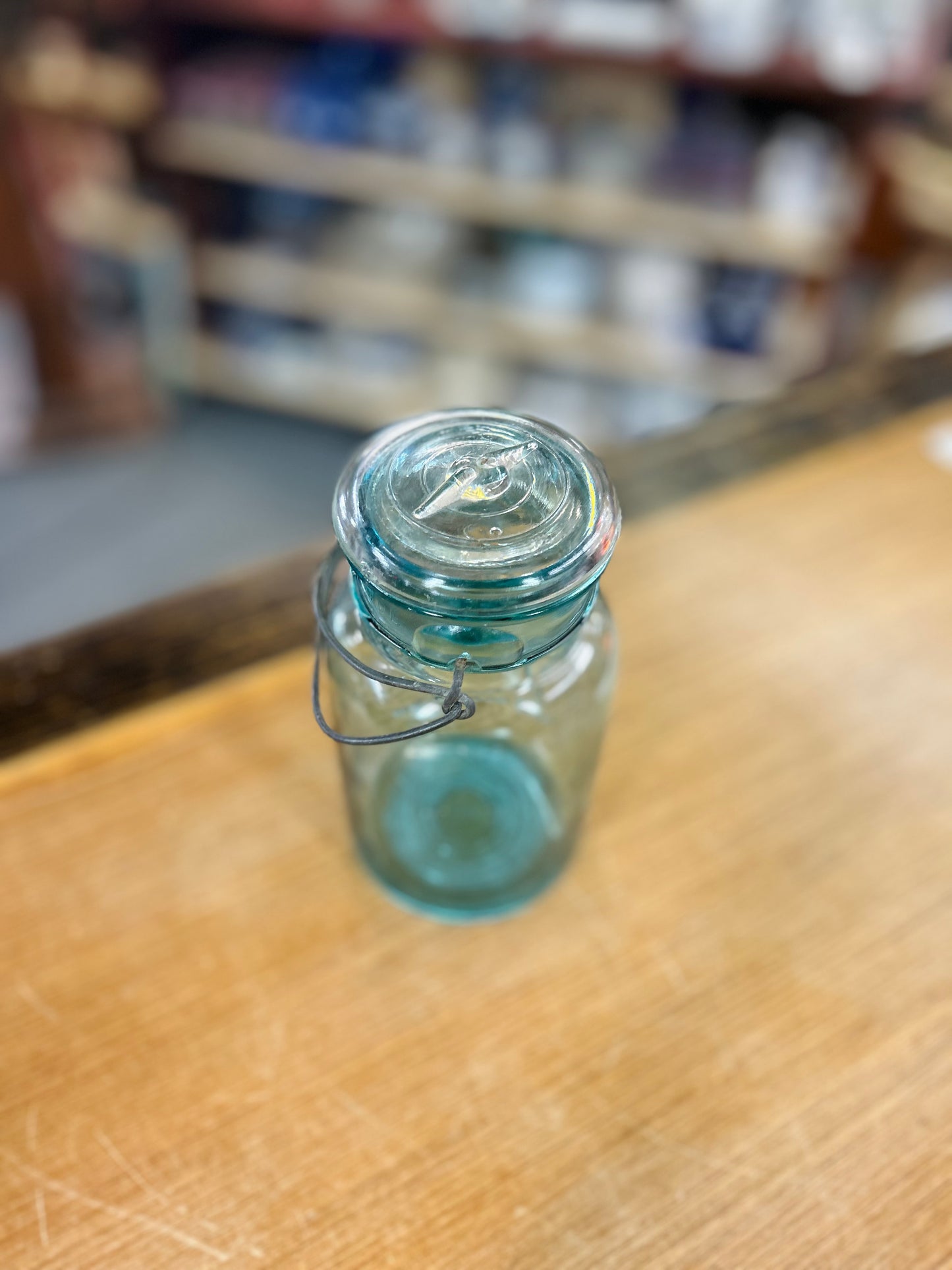 Antique Blue "Ball Ideal" Mason Jar with Lid