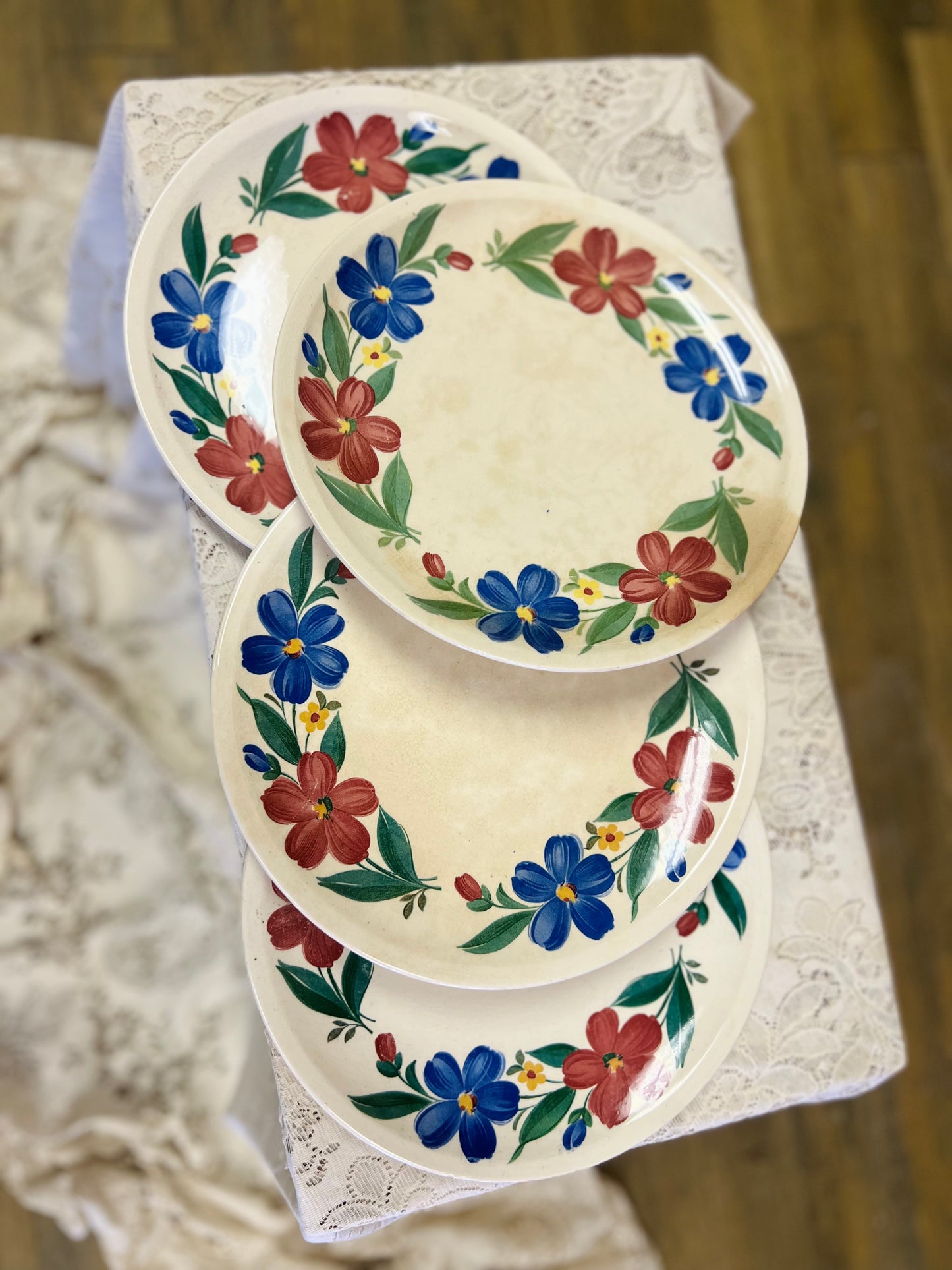 Vintage 1940s Paden City Pottery "Cosmos"Plate Shenandoah Ware SET of 4