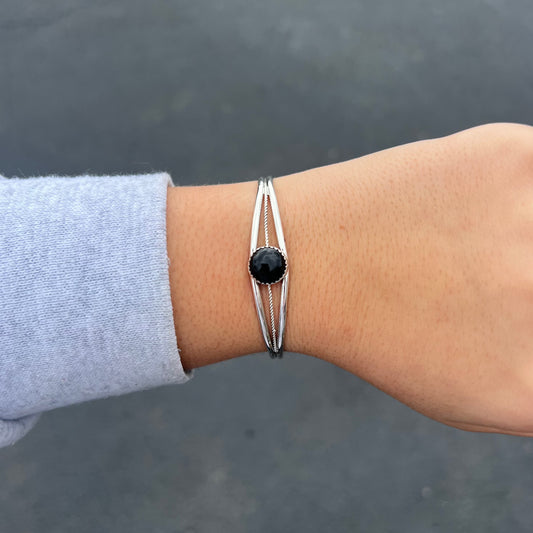 Sterling Silver Black Onyx Cuff
