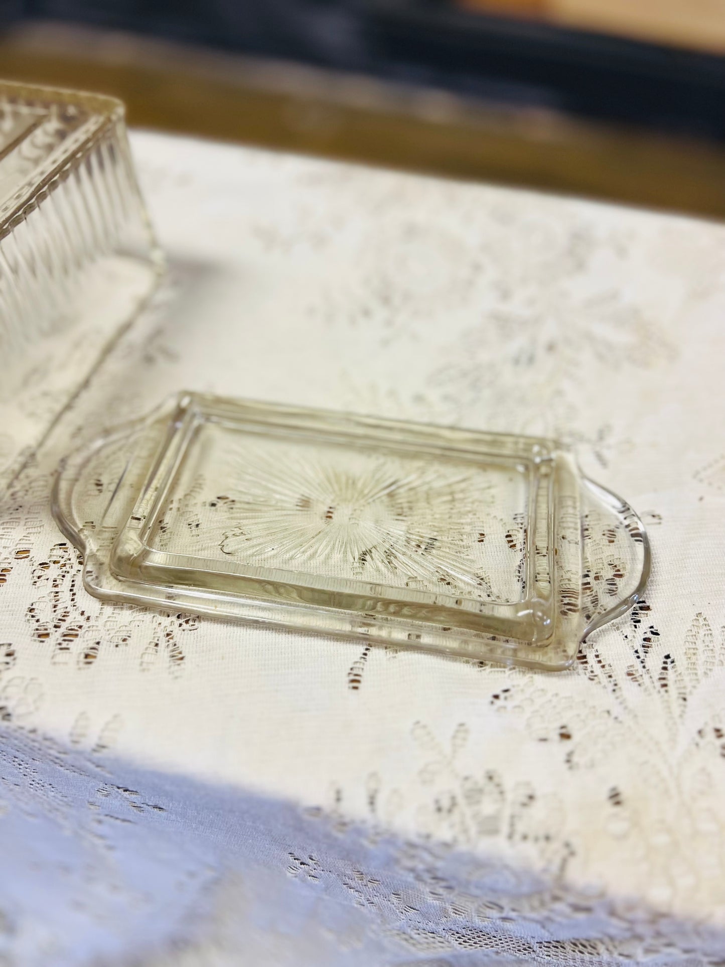 Vintage Clear Tall Butter Dish