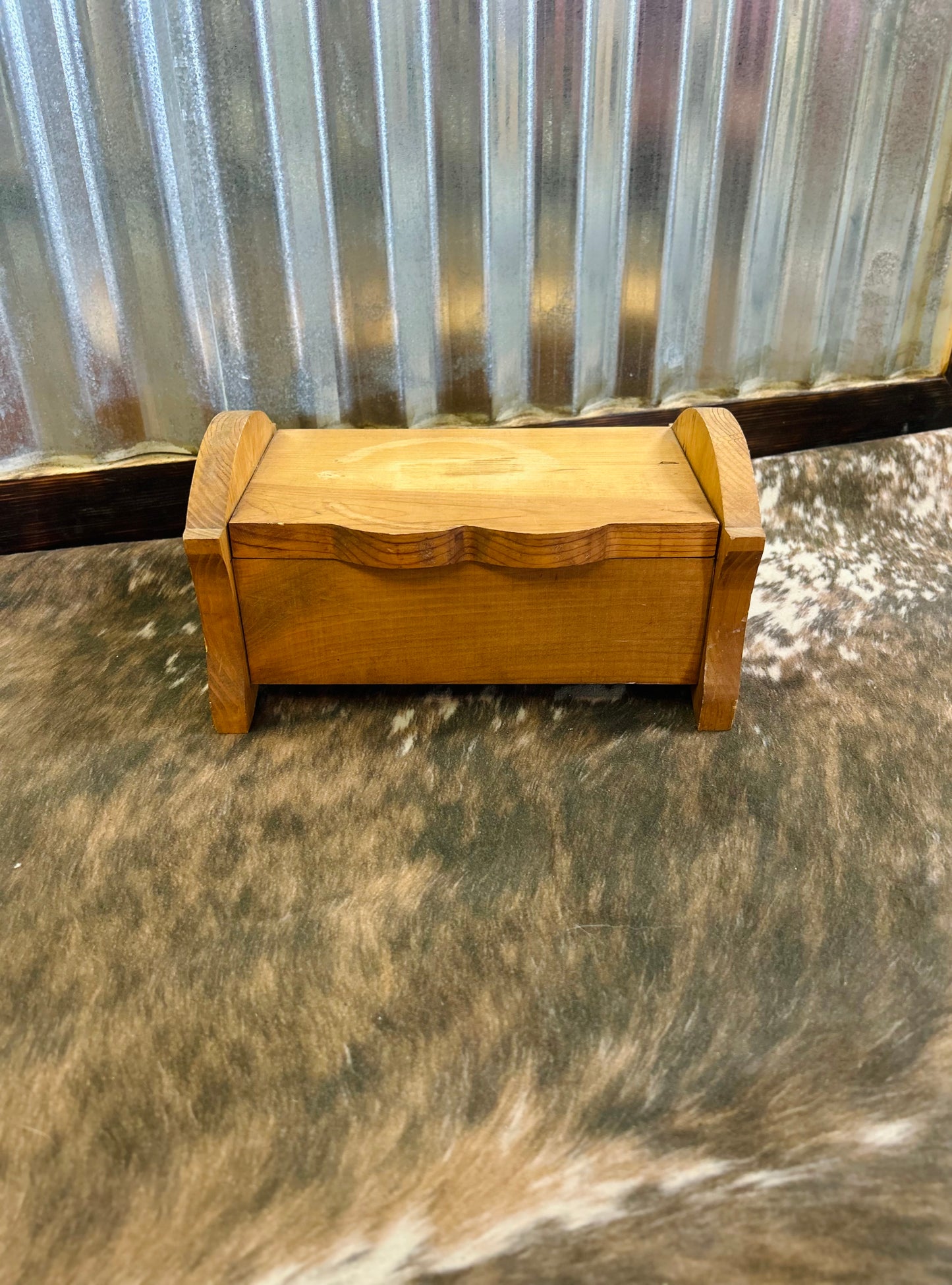 Vintage Wooden Box with Flip Lid