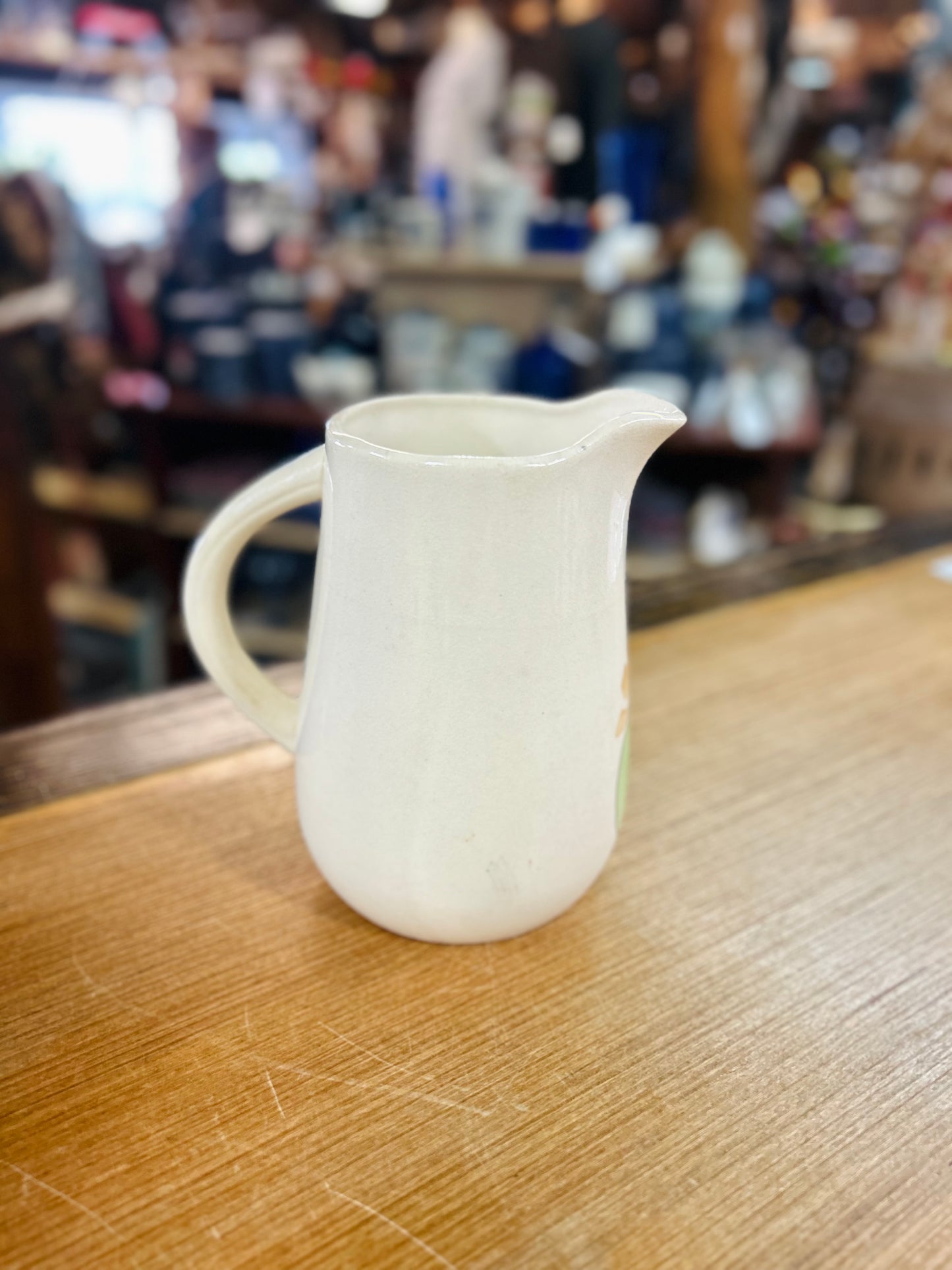 Antique Japanese Pottery Pitcher with Fruit Design