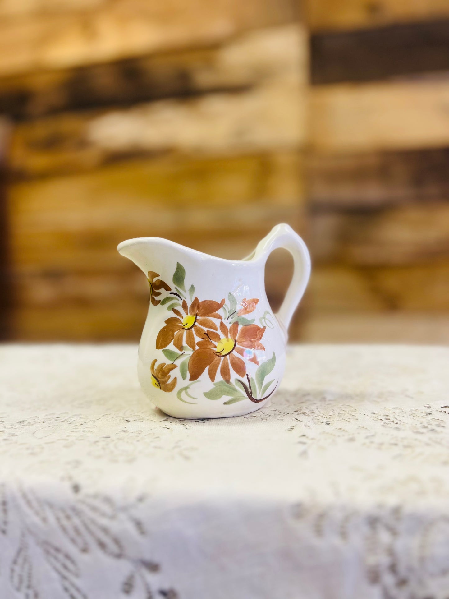 Vintage Cash Family Pottery Pitcher with Floral Design