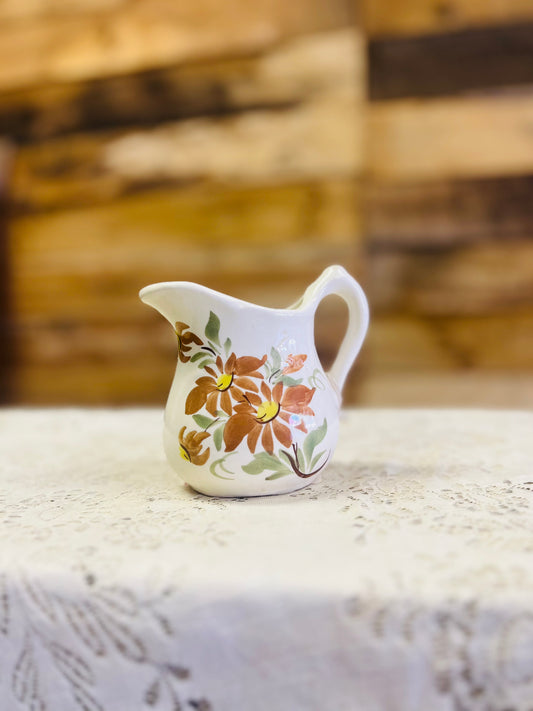 Vintage Cash Family Pottery Pitcher with Floral Design