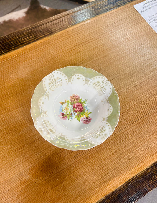 Vintage German Porcelain Serving Bowl with Multi-Colored Rose Floral Design