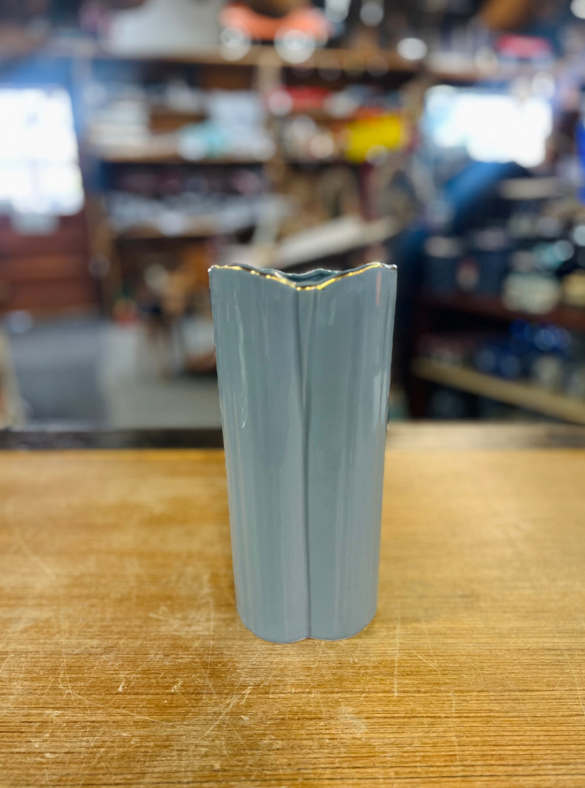 Vintage Gray Japanese Flower Vase