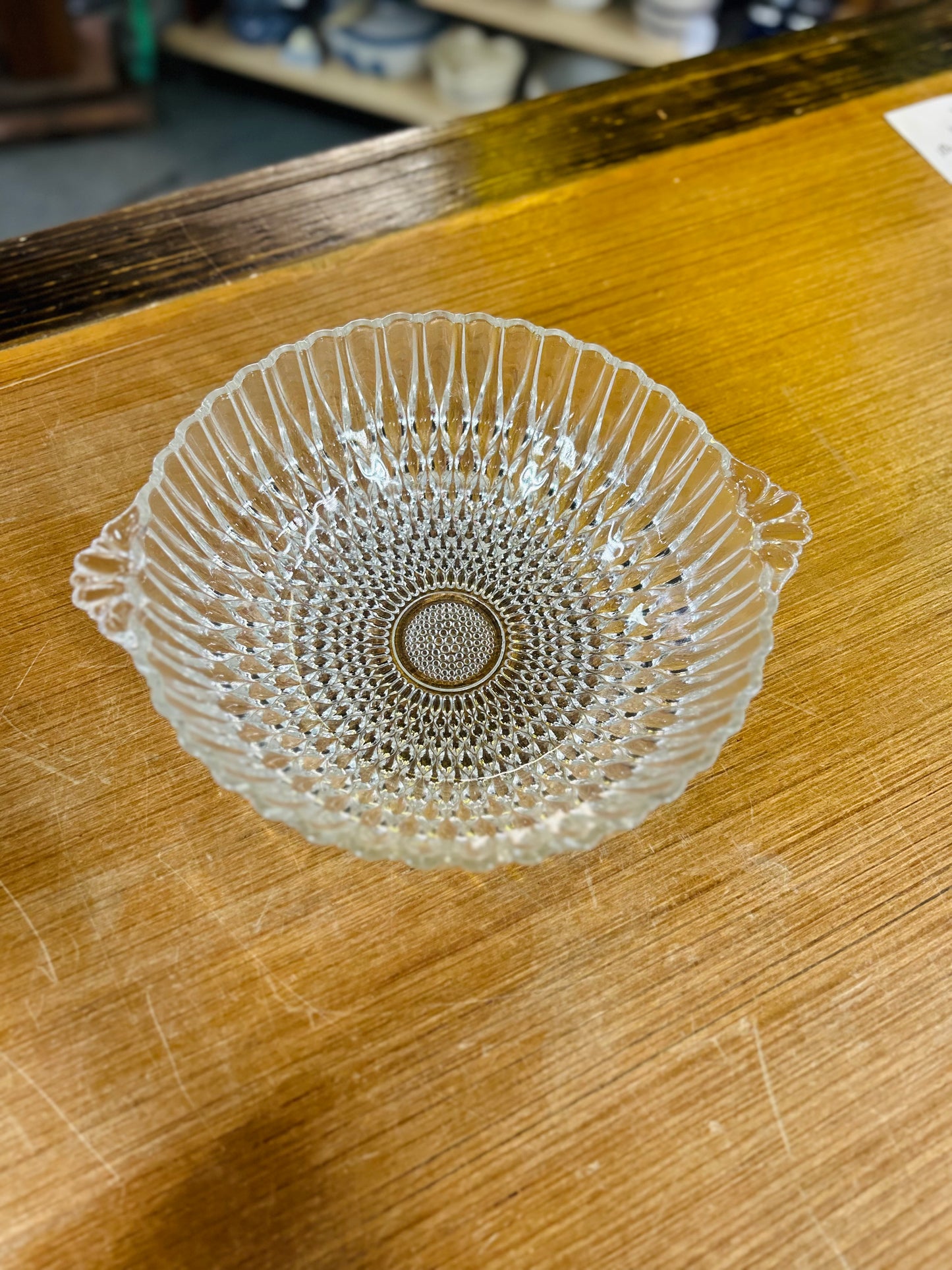 Vintage Anchor Hocking Hobnail Teardrop Glass Serving Bowl