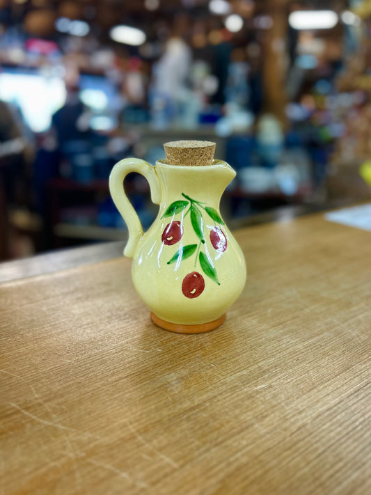 Vintage Watt Potters Company Yellow Pitcher with Red Fruit Hand Painted In Italy