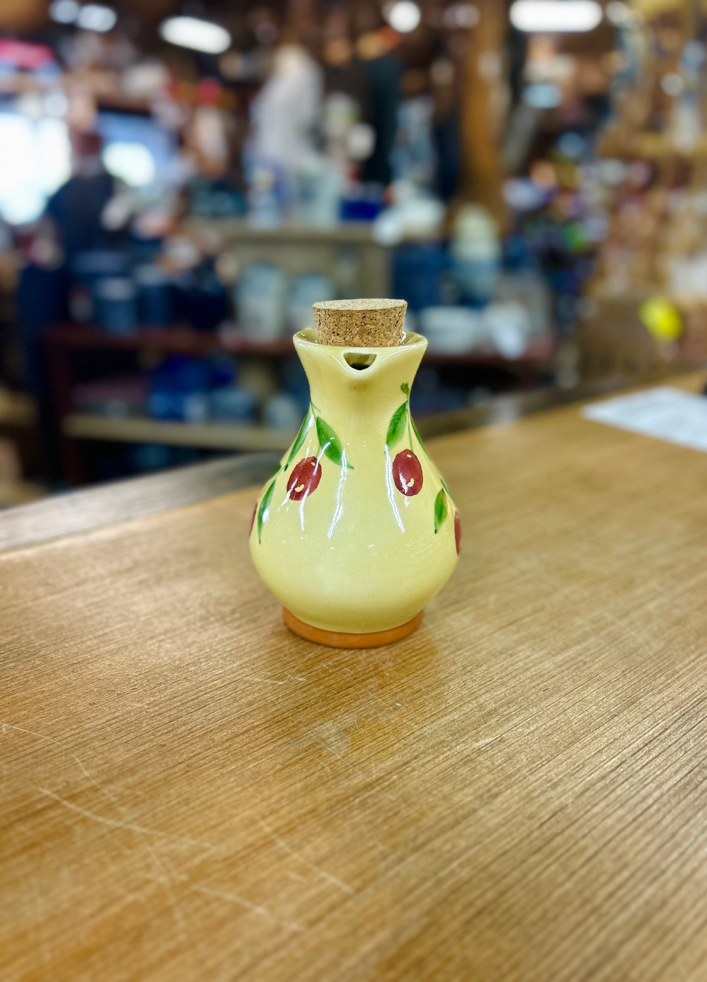 Vintage Watt Potters Company Yellow Pitcher with Red Fruit Hand Painted In Italy