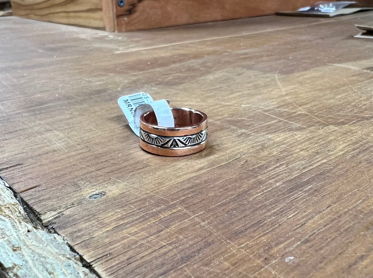 Copper and Sterling Silver Stamped Ring