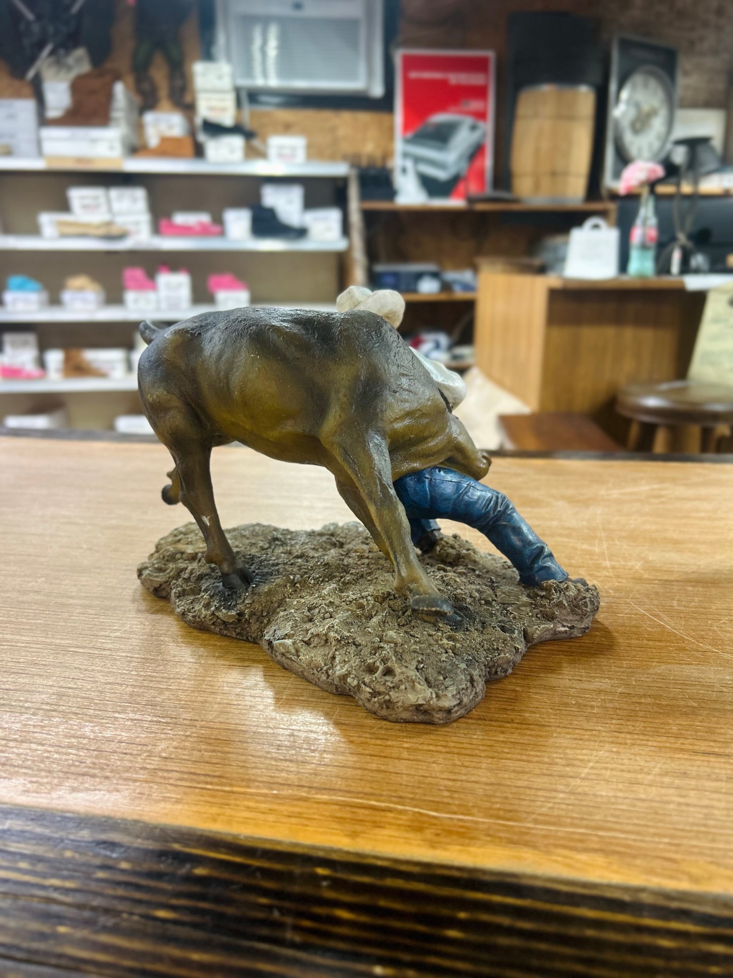 Vintage Western Rodeo Steer Wrestling Figurine