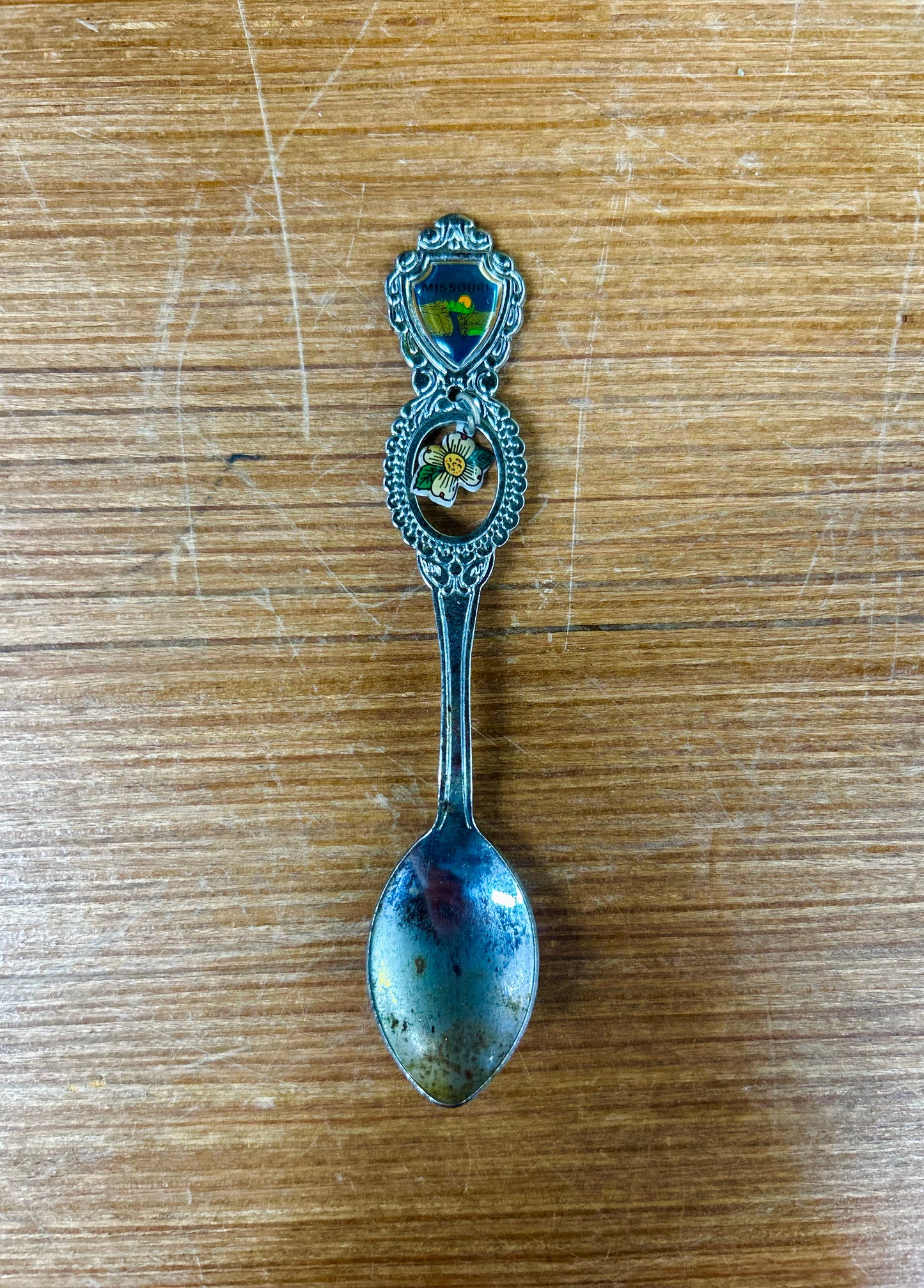Vintage Collectible Missouri Spoon With Dogwood Flower Charm