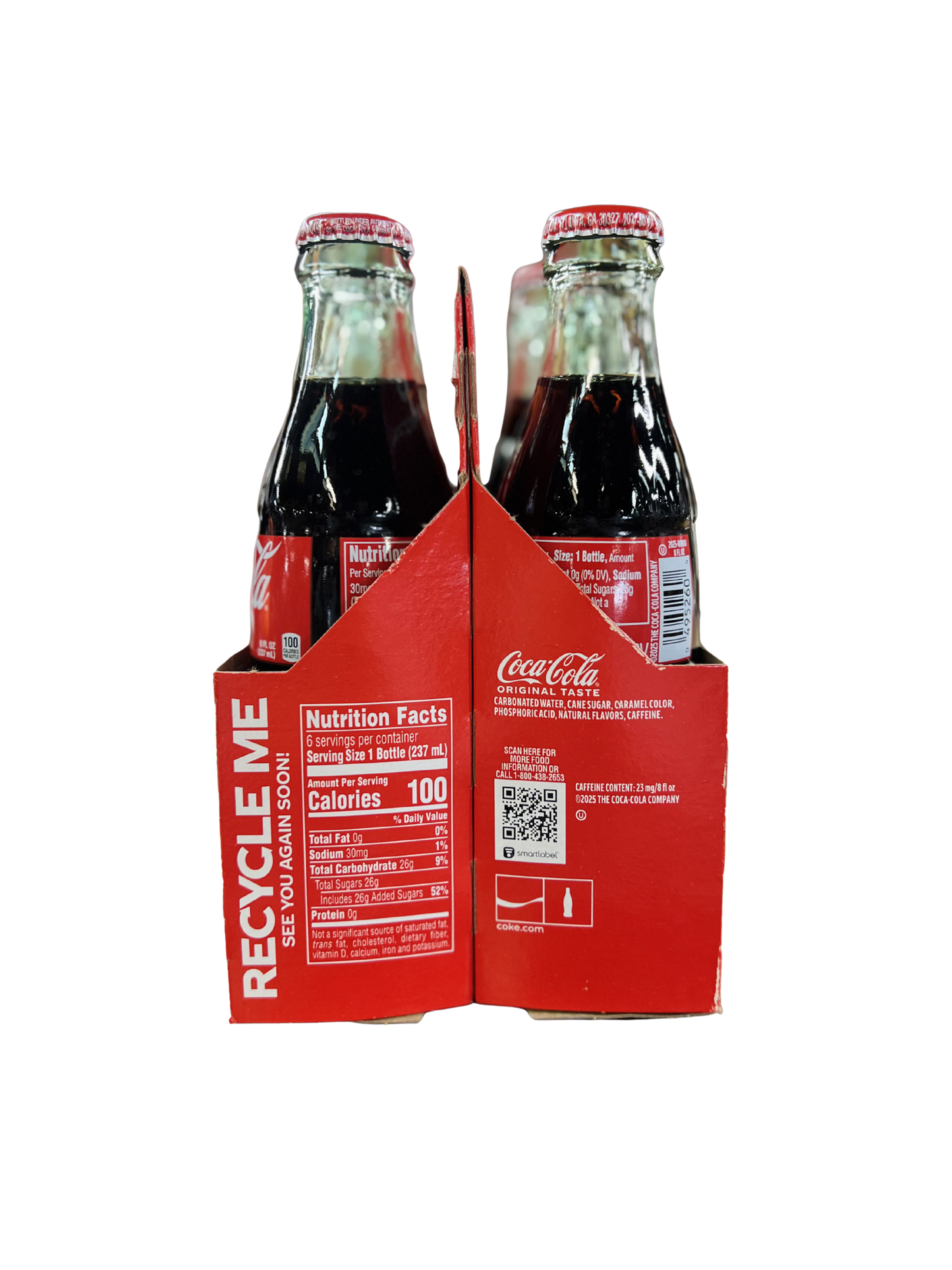 Glass Bottle Coca Cola 8oz - Pack of 6 (cane sugar)