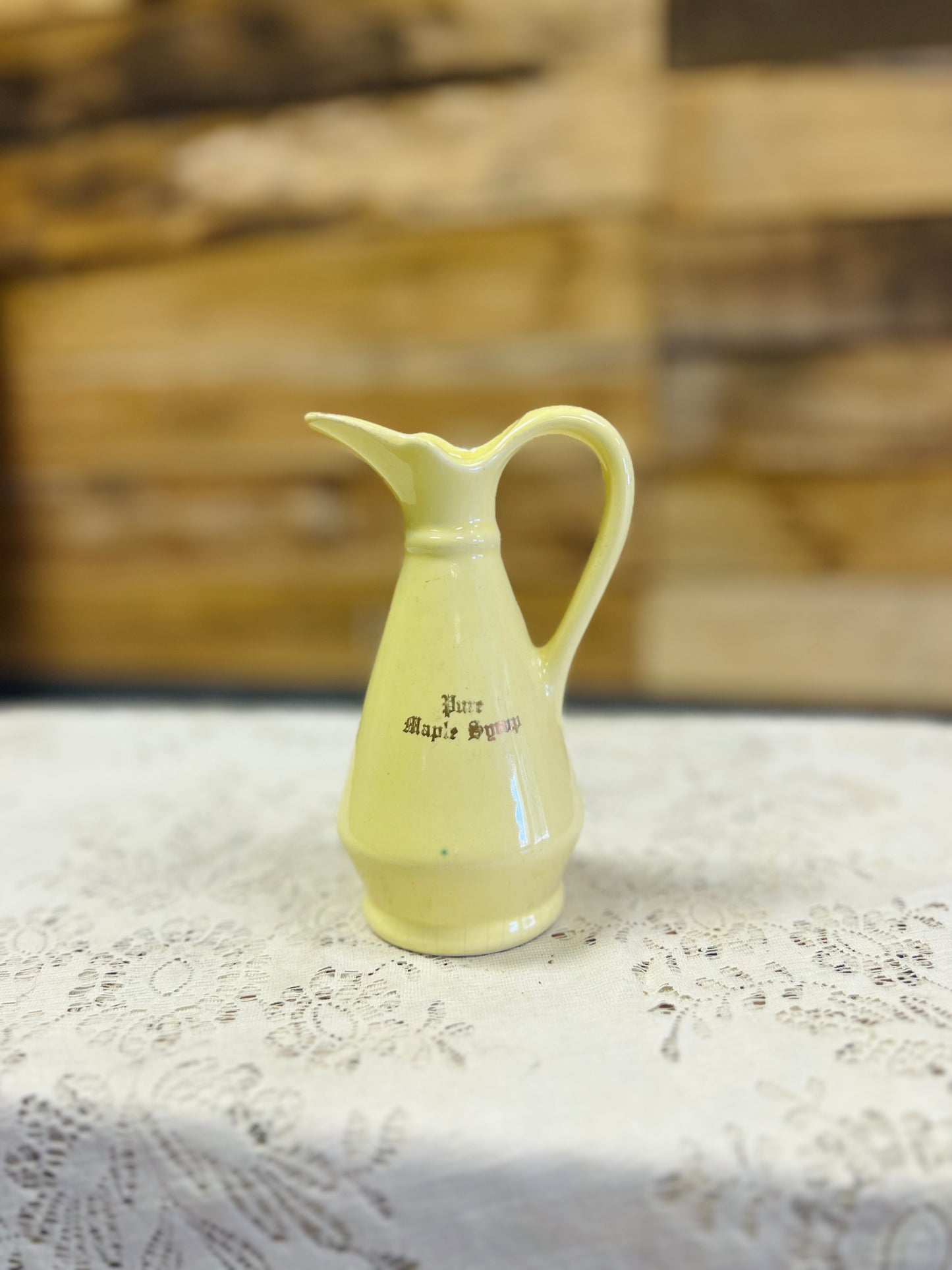 Old "Pure Maple Syrup" Yellow Pitcher