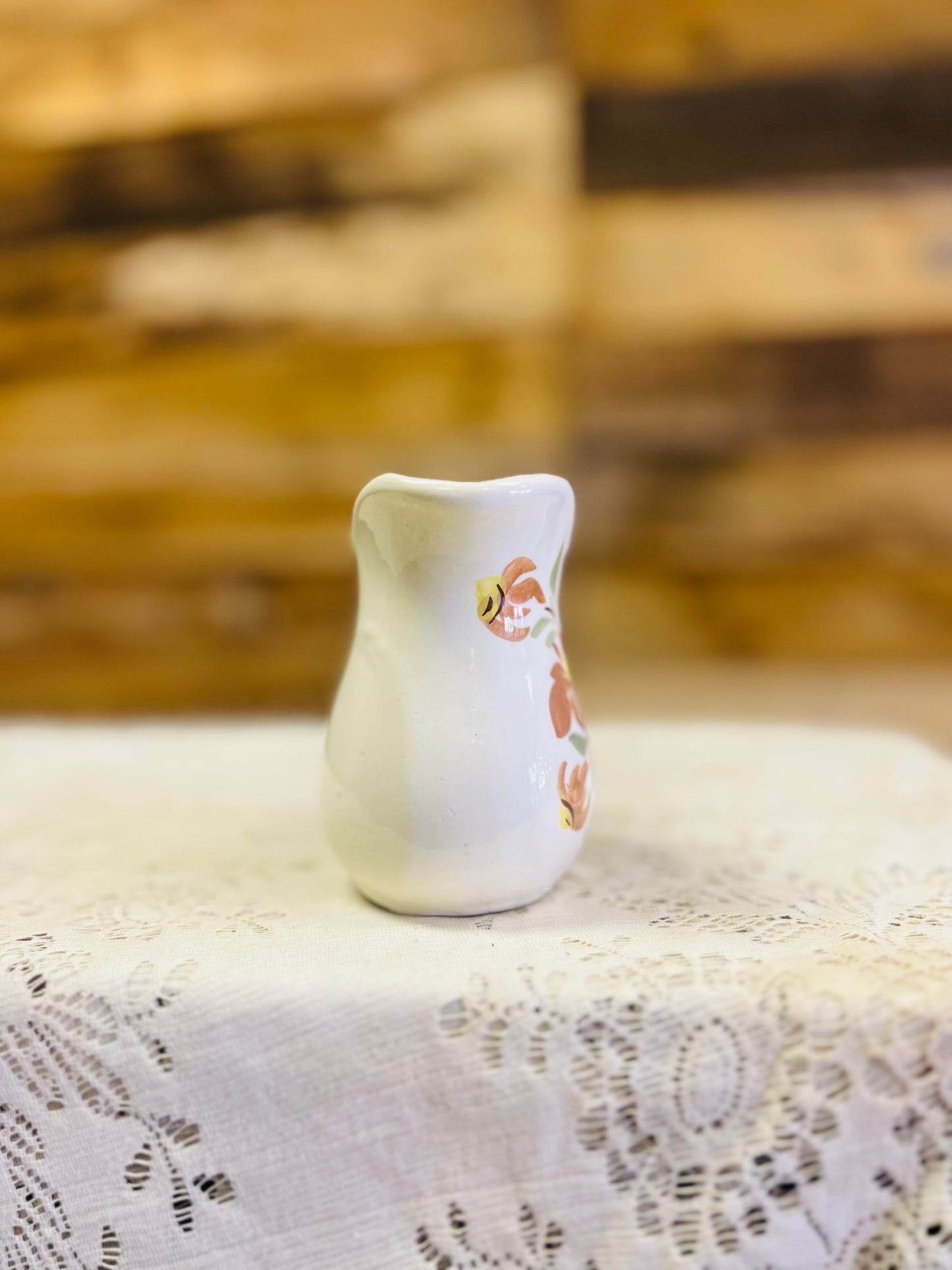 Vintage Cash Family Pottery Pitcher with Floral Design
