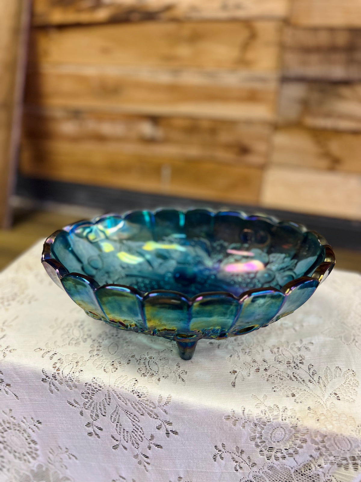 Vintage Carnival Glass Fruit Bowl