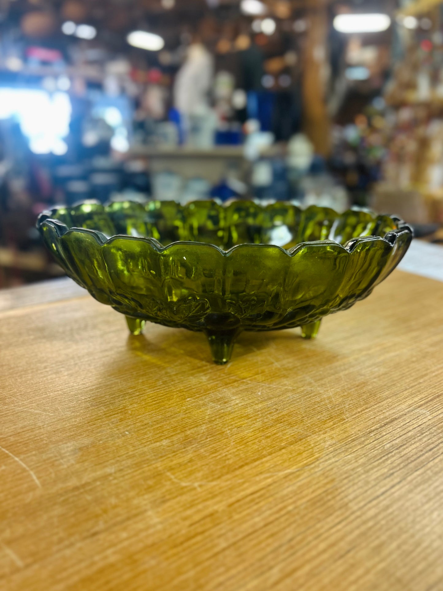 Vintage Green Indiana Glass Fruit Bowl