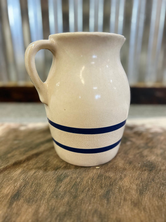 Vintage Roseville Robison Ransbottom Blue Striped Pitcher