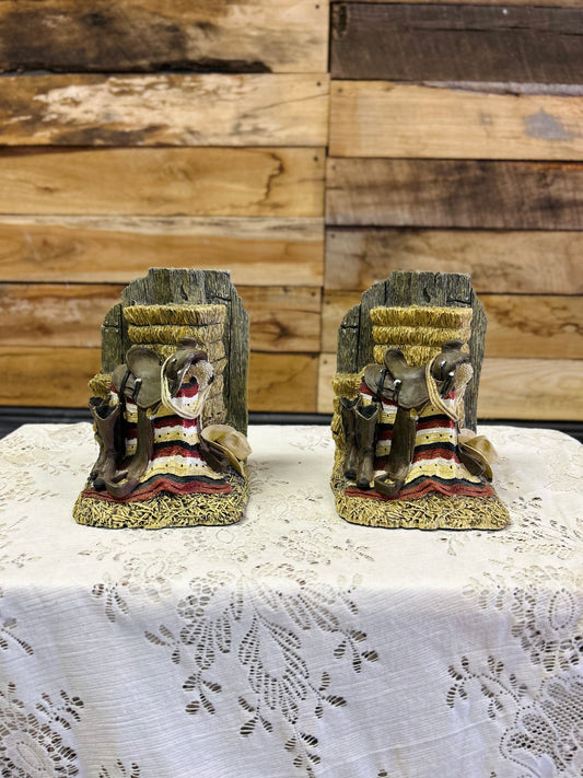 Vintage Figi Grapics Western Saddle Resin Bookends