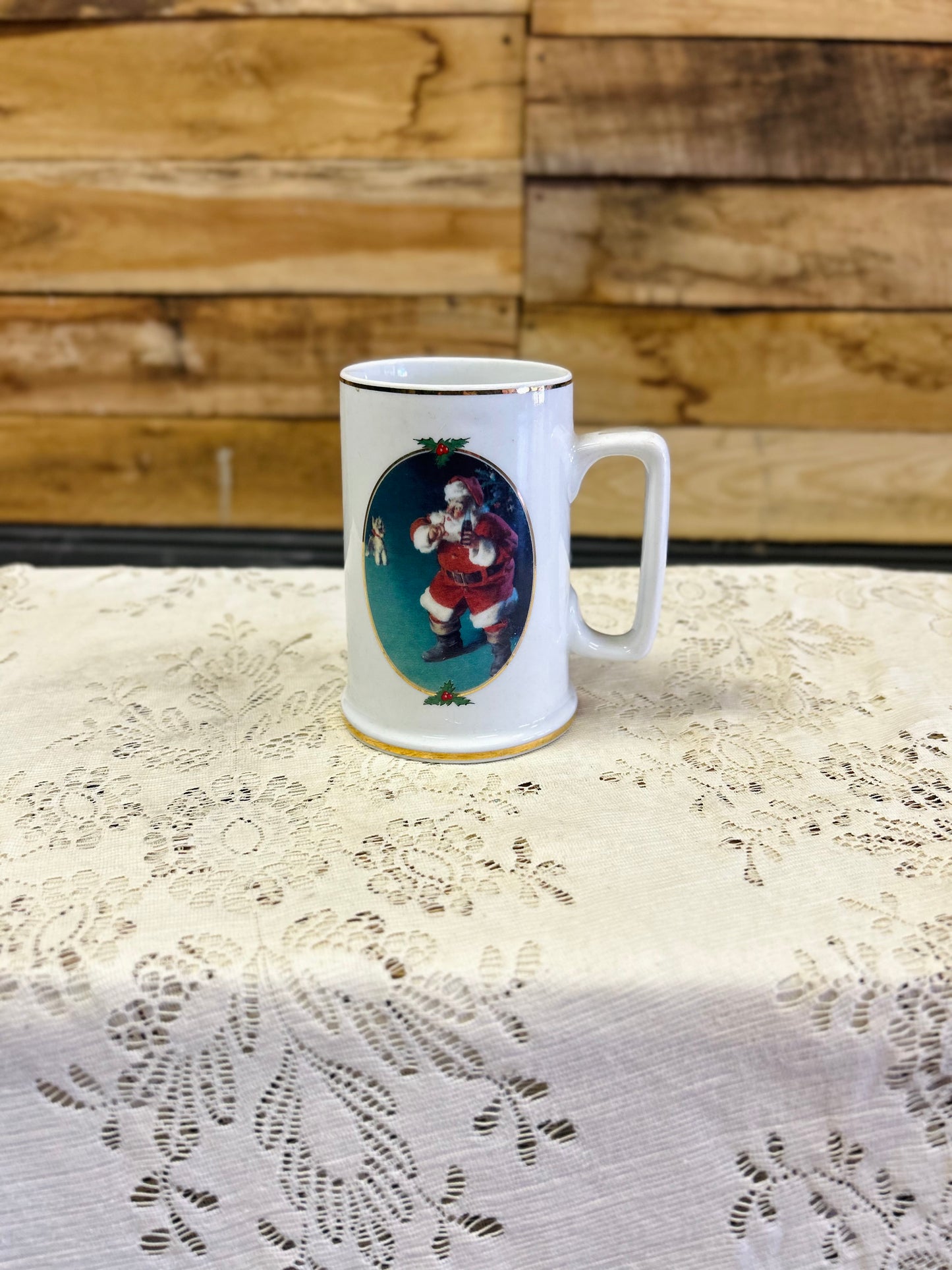 Vintage Coca-Cola "When Friends Drop In" Ceramic Christmas Mug