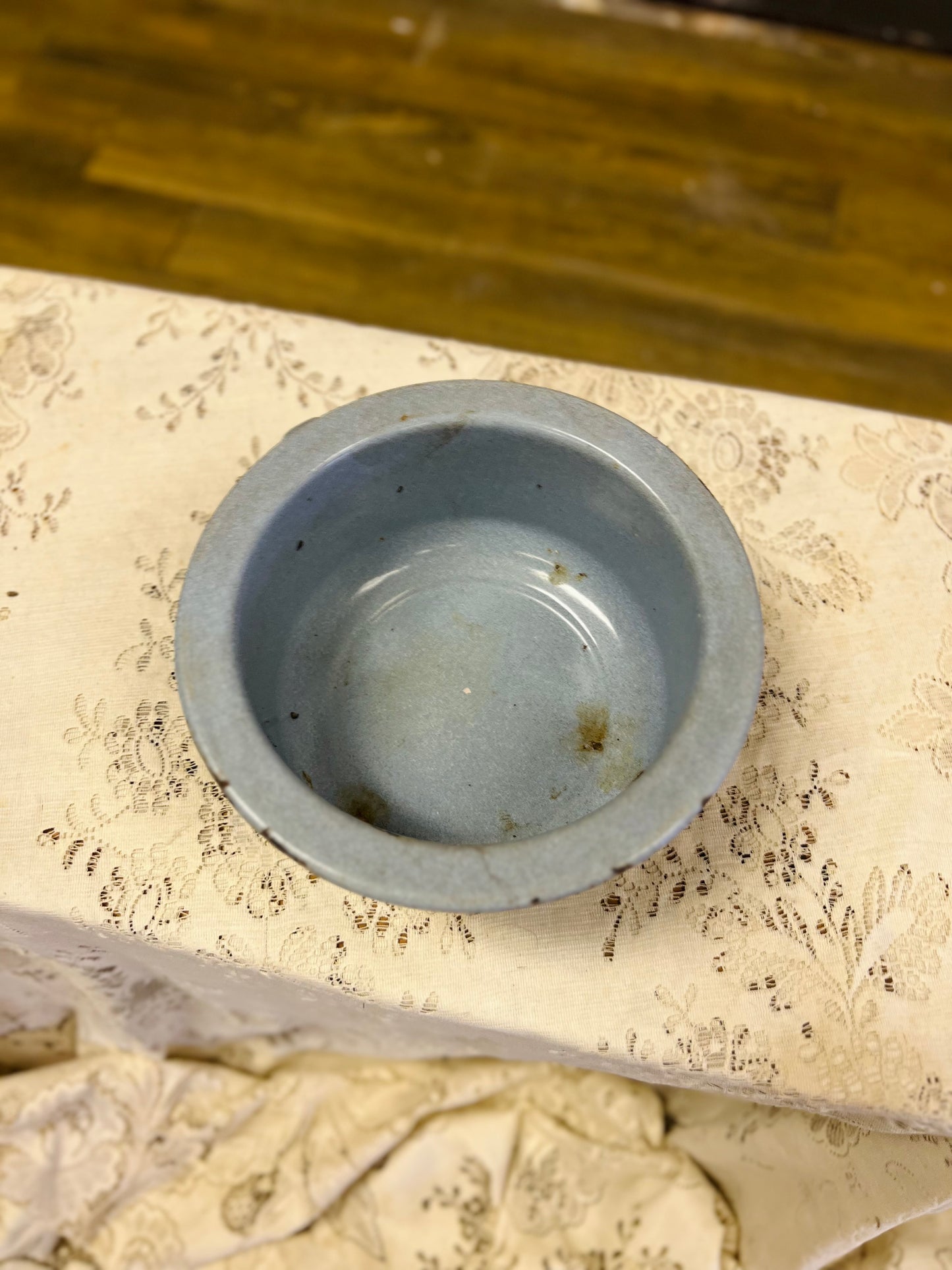Vintage Blue Federal Glasweld Pot
