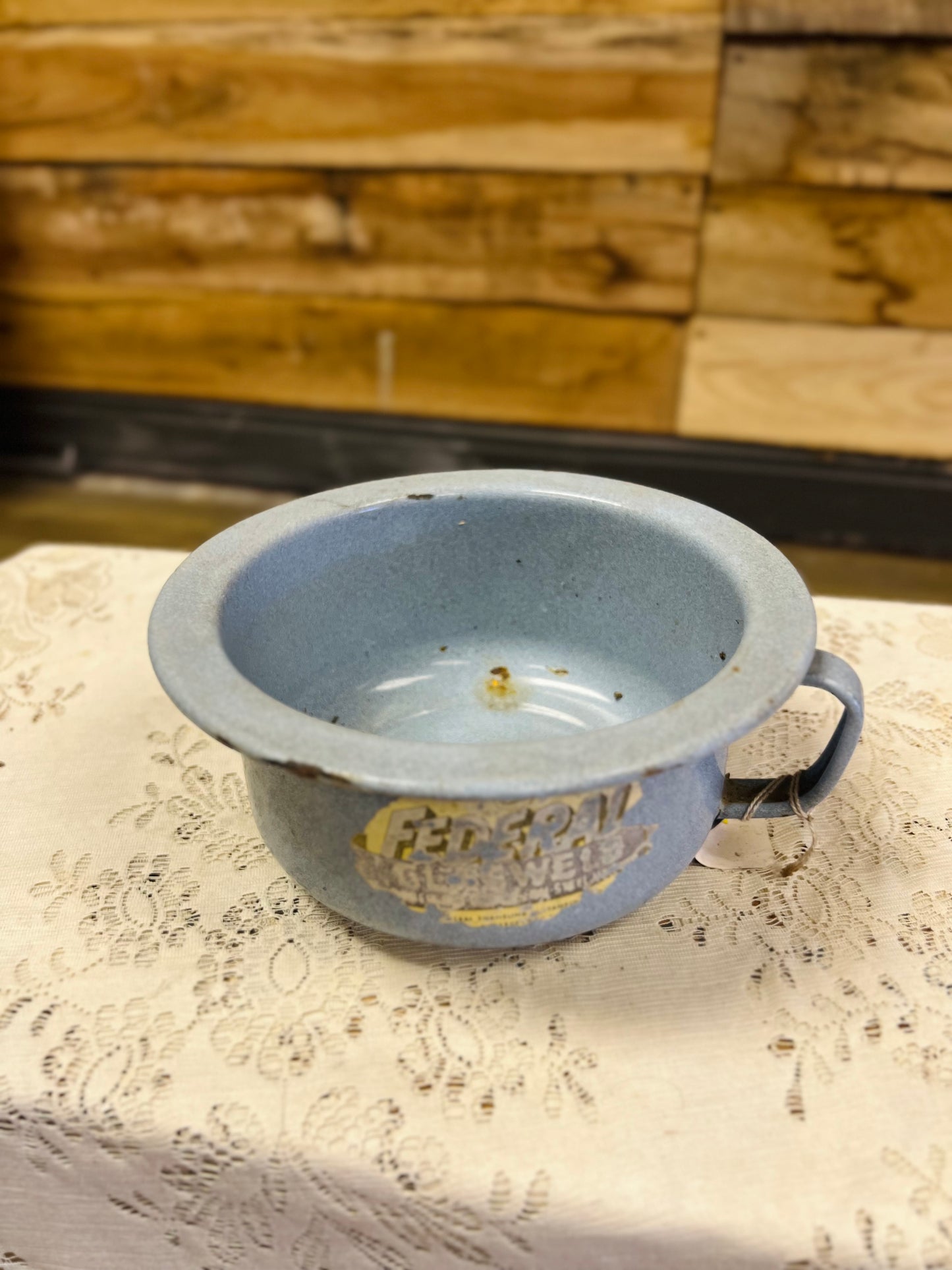 Vintage Blue Federal Glasweld Pot