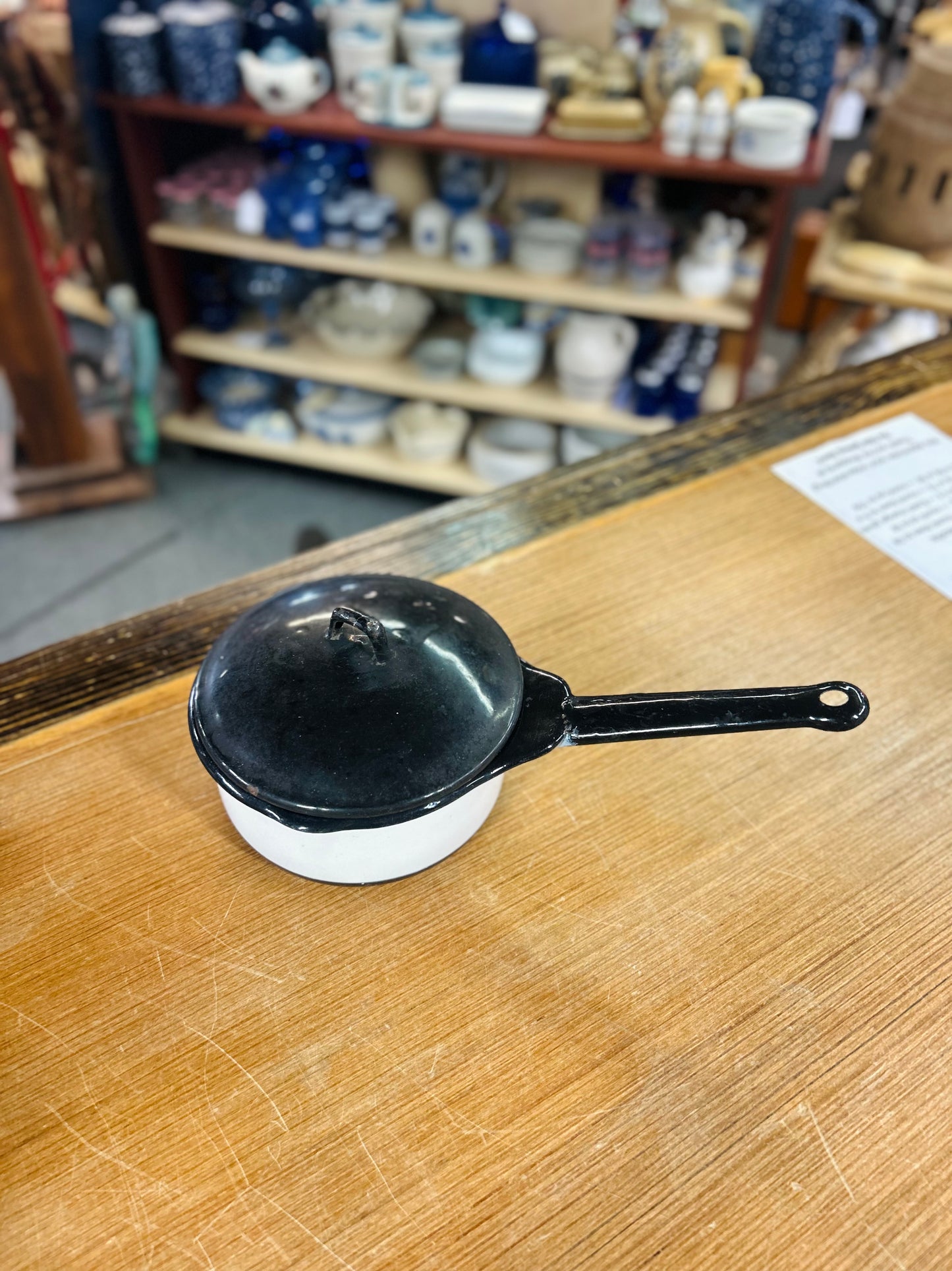 Vintage Pot with Black Lid