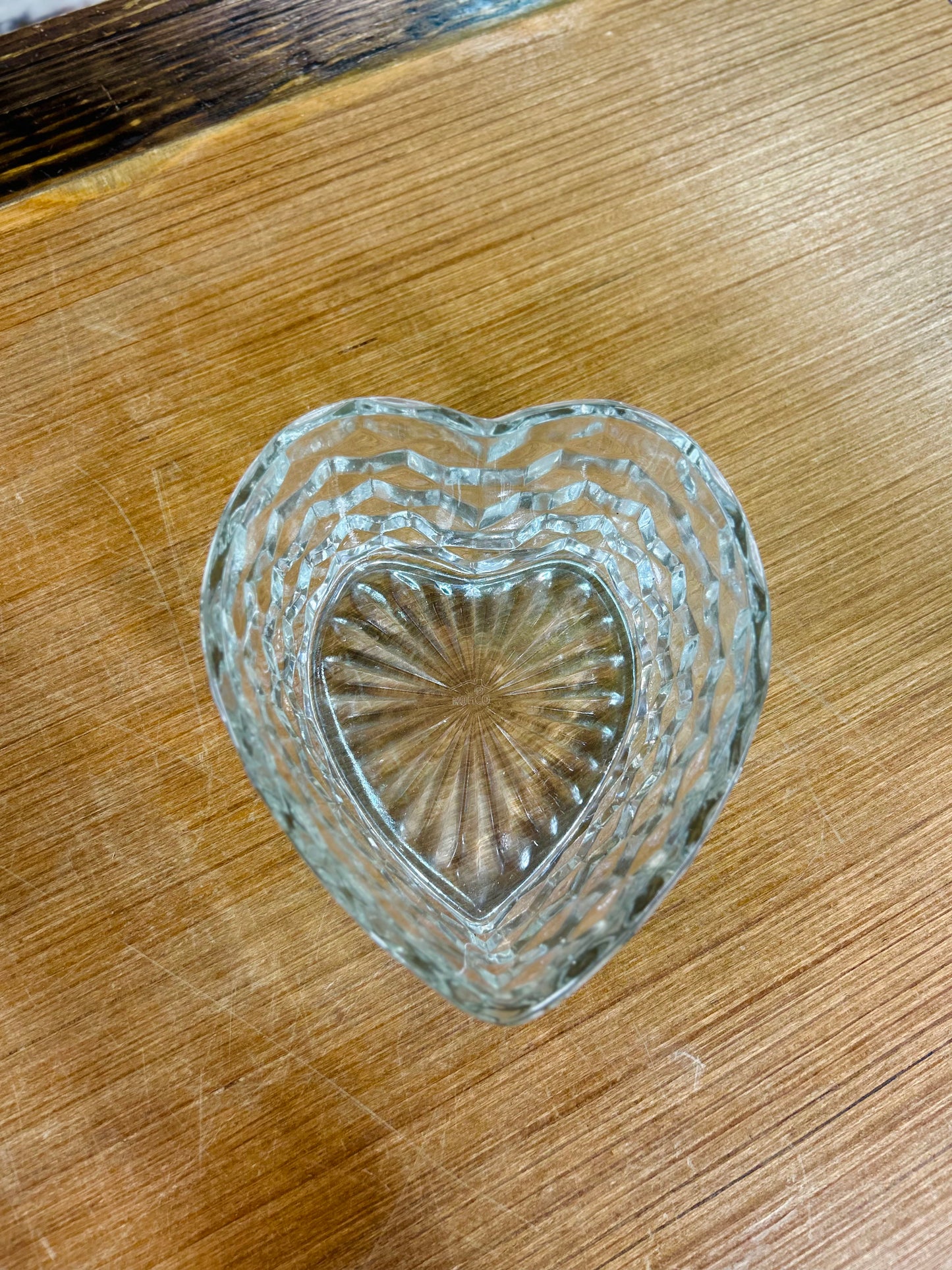 Vintage Homco Crystal American Fostoria Pattern Heart Shaped Dish
