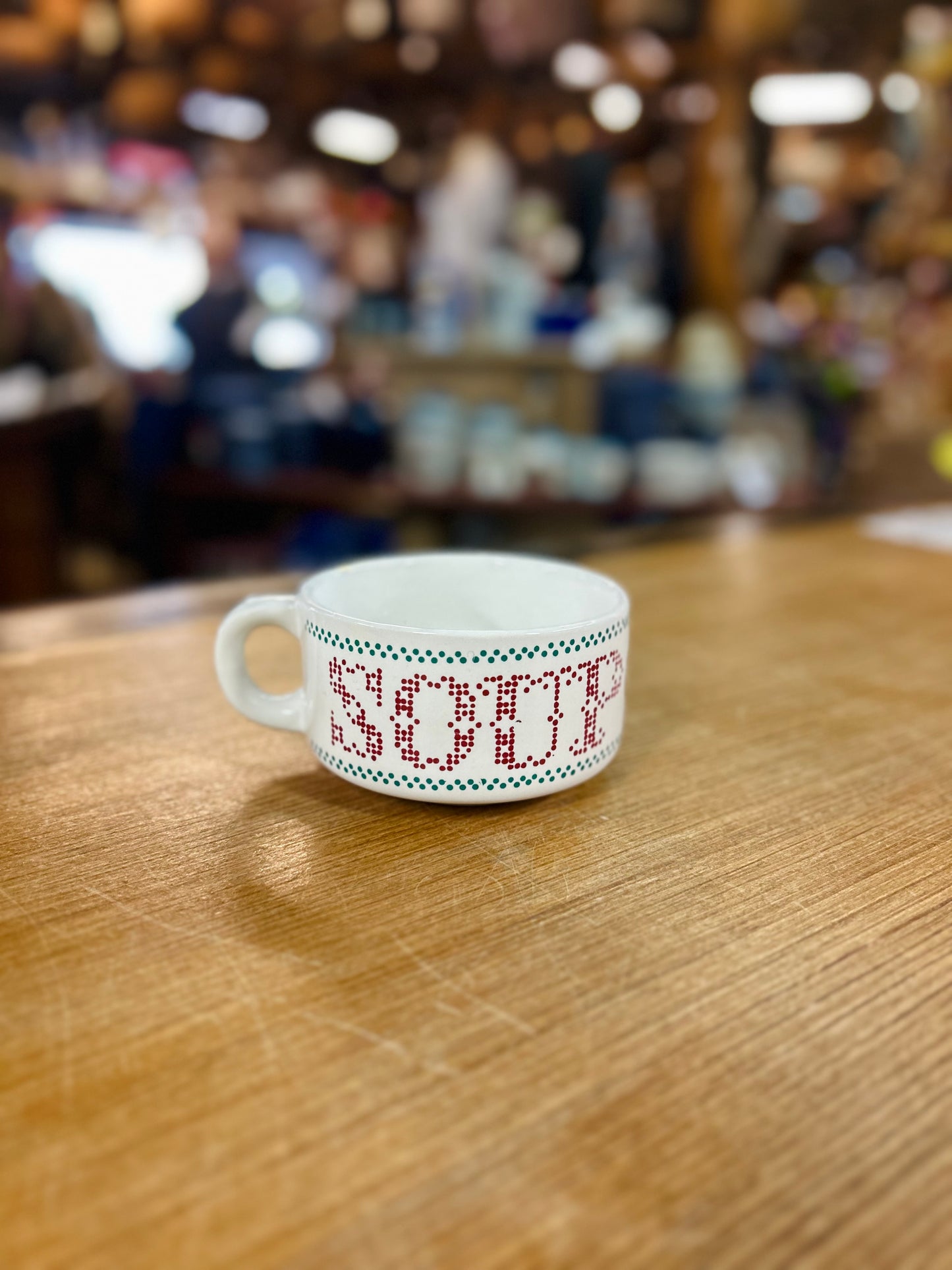 Vintage 1970's Houston Foods Ceramic Soup Mug with Needlepoint Pattern