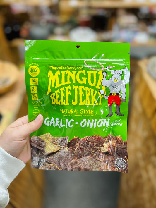 Mingua Beef Jerky Garlic + Onion 3.5oz Bag