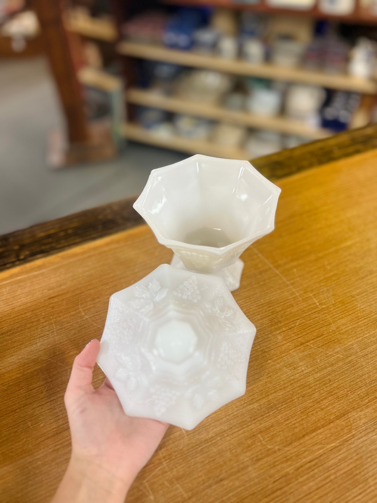 Vintage Anchor Hocking White Milk Glass Compote