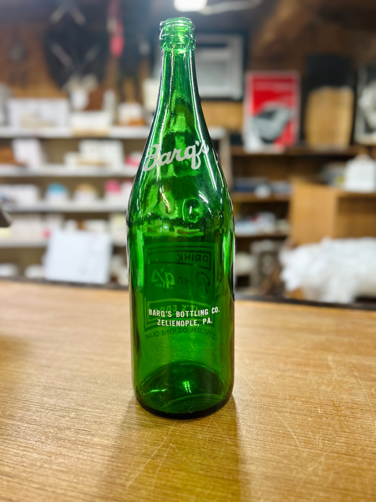 Vintage Barg's Green Glass Bottle