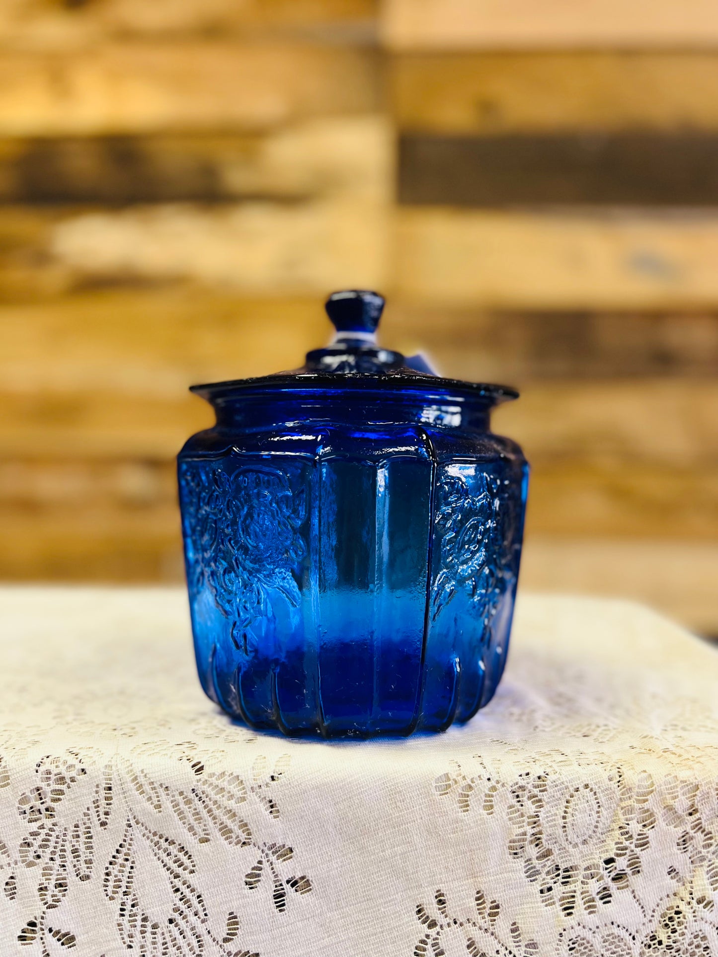 Vintage Cobalt Blue Cookie Jar
