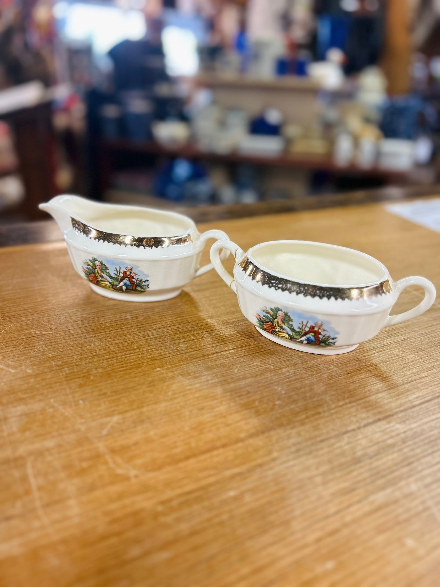 Vintage Crest-O-Gold Sabin Warranted 22k Gold Plated Gravy and Sugar Bowl