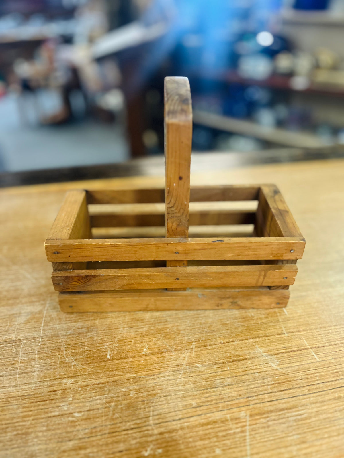 Vintage Wooden Storage Caddy With Heart Shape Cut Out