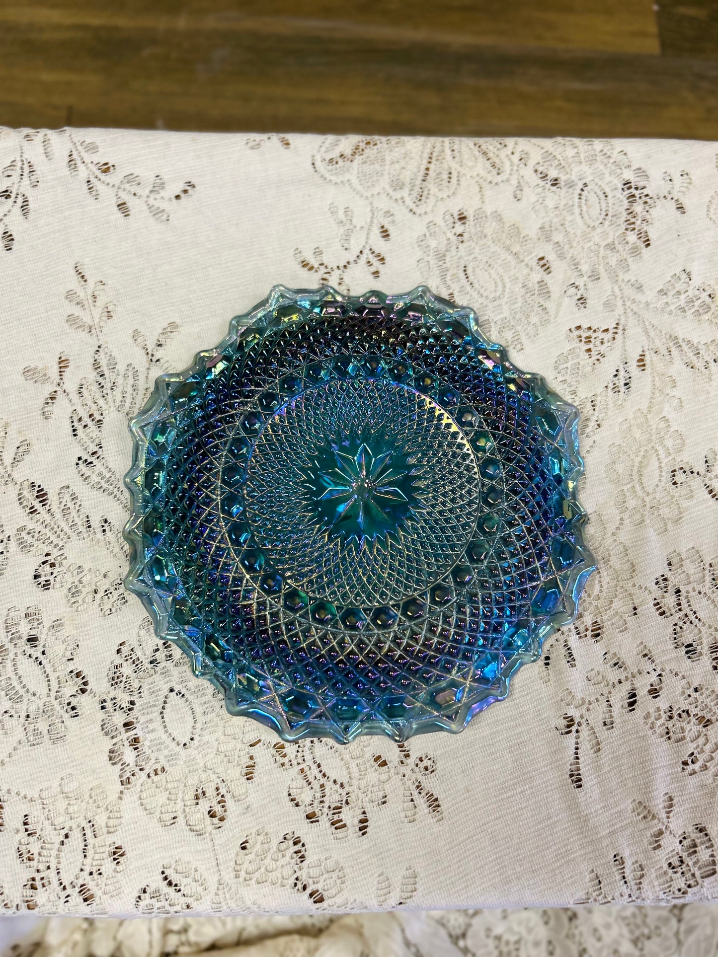Vintage Indiana Glass Company Carnvial "Windsor Blue" Glass Plate