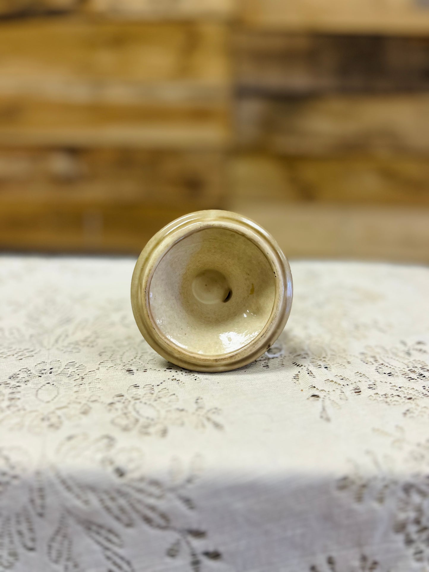 Vintage Pfaltzgraff Tan and Blue Candle Holder