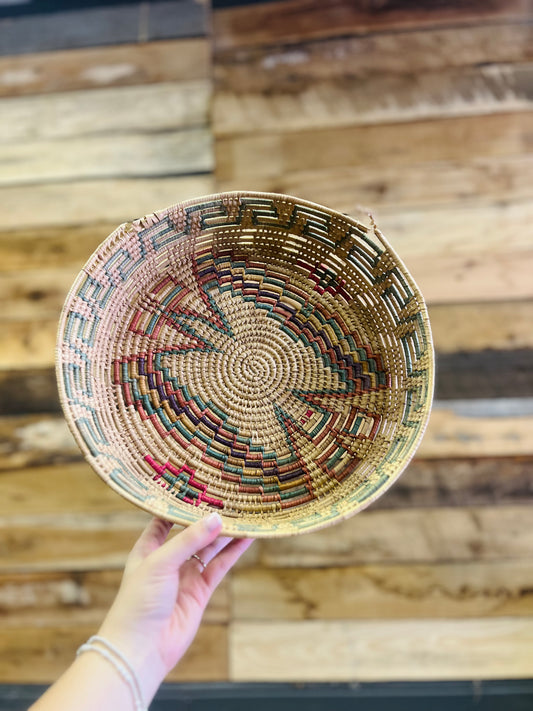 Vintage Woven Multi-Colored Basket