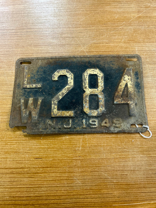 Vintage 1949 New Jersey License Plate