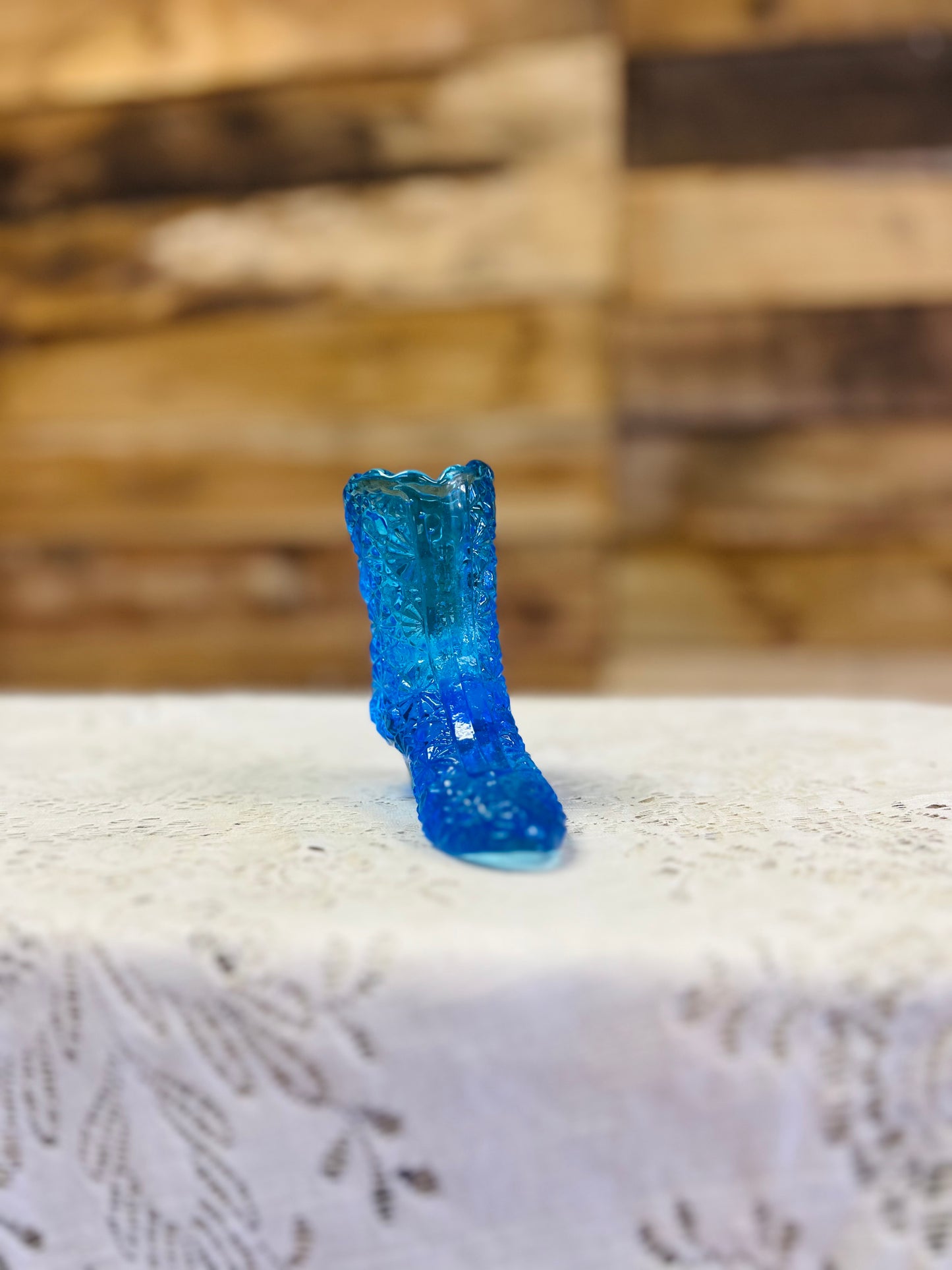 Vintage Blue Glass Boot