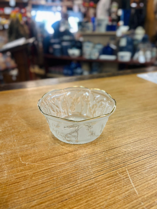 Vintage KIG Indonesia Frosted Glass Candy Dish