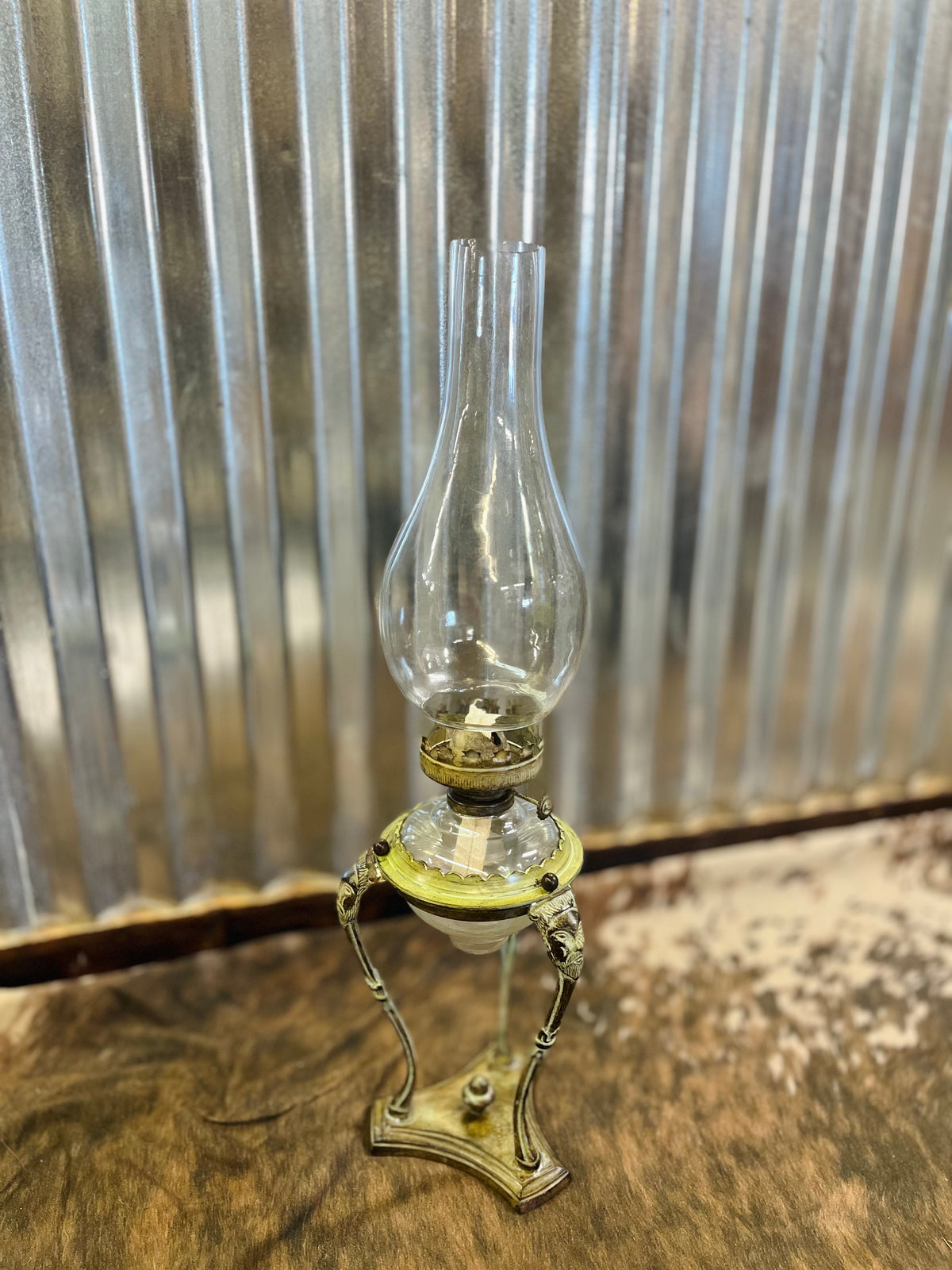 Rustic Green Oil Lamp