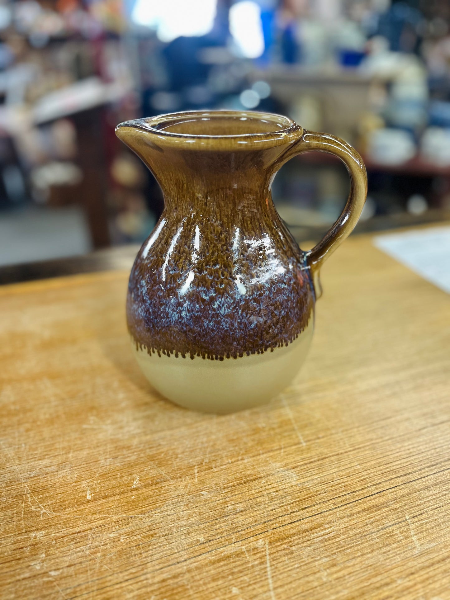 Vintage Two-Toned Brown Drip Pitcher