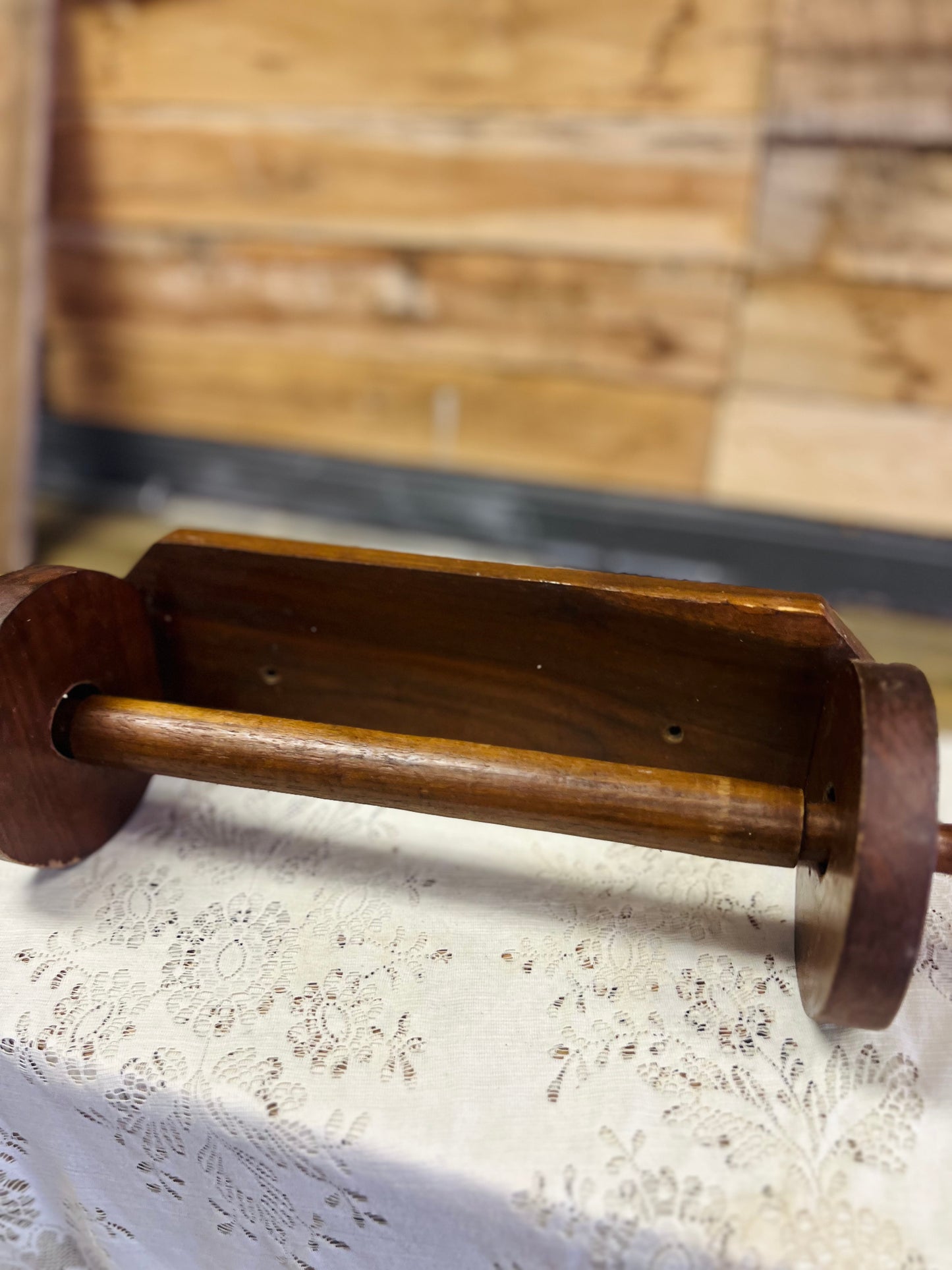 Vintage Wooden Wall Mount Paper Towl Holder