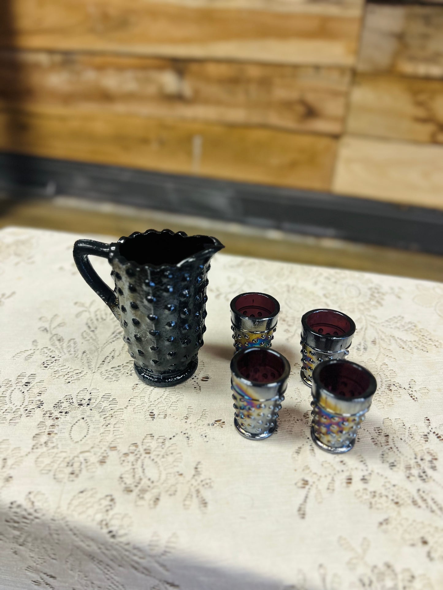 Vintage Carnival Mini Pitcher and Cups Set