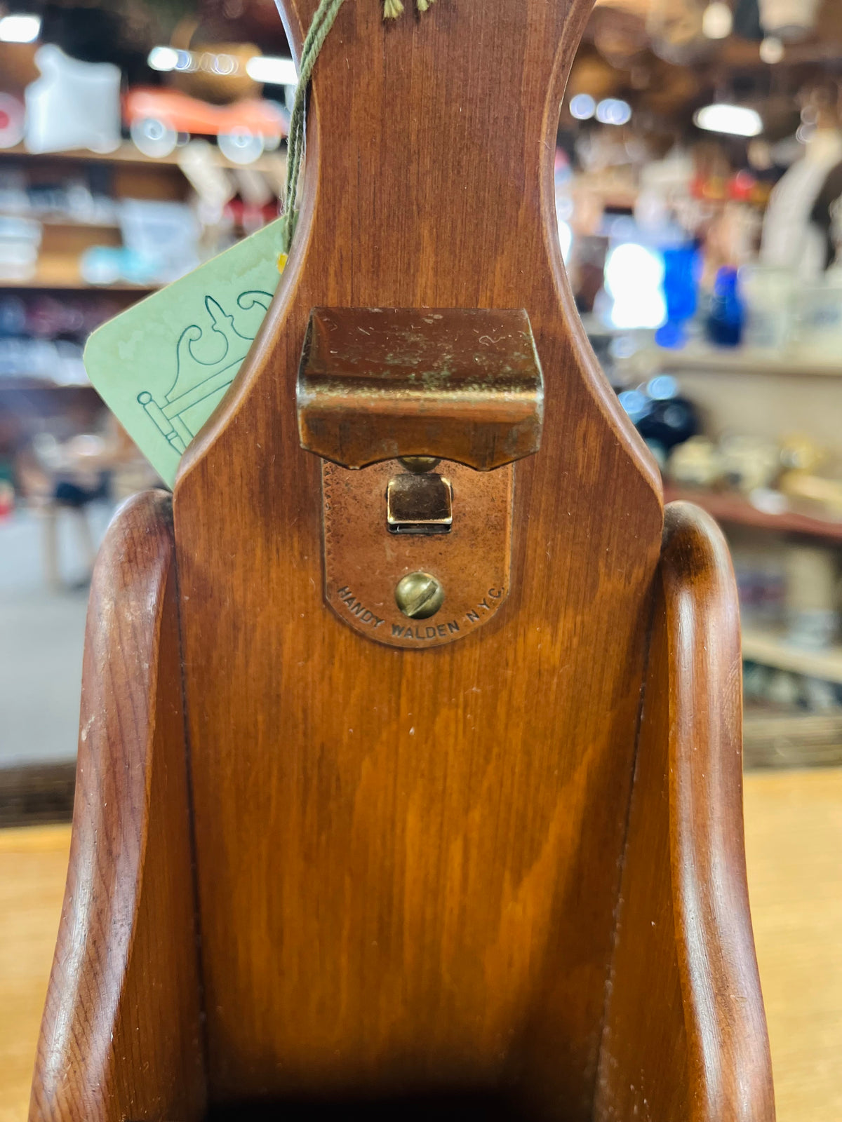 Vintage Walnut Wood Pine Craft Copper Bottle Opener
