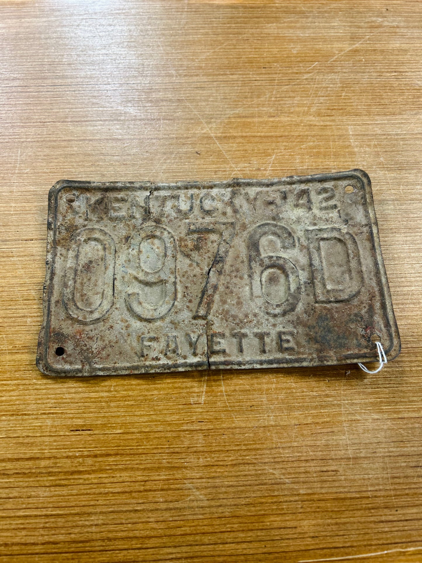 Vintage 1942 Kentucky Fayette Co License Plate