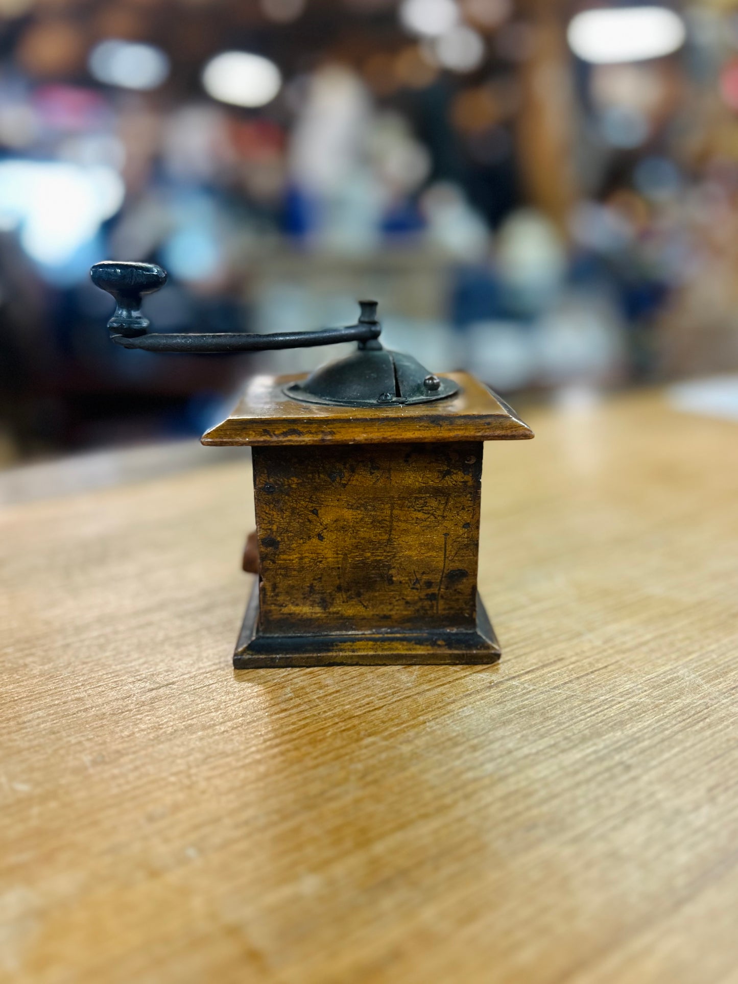 Antique 1800's 19th Century Wooden French Coffee Grinder