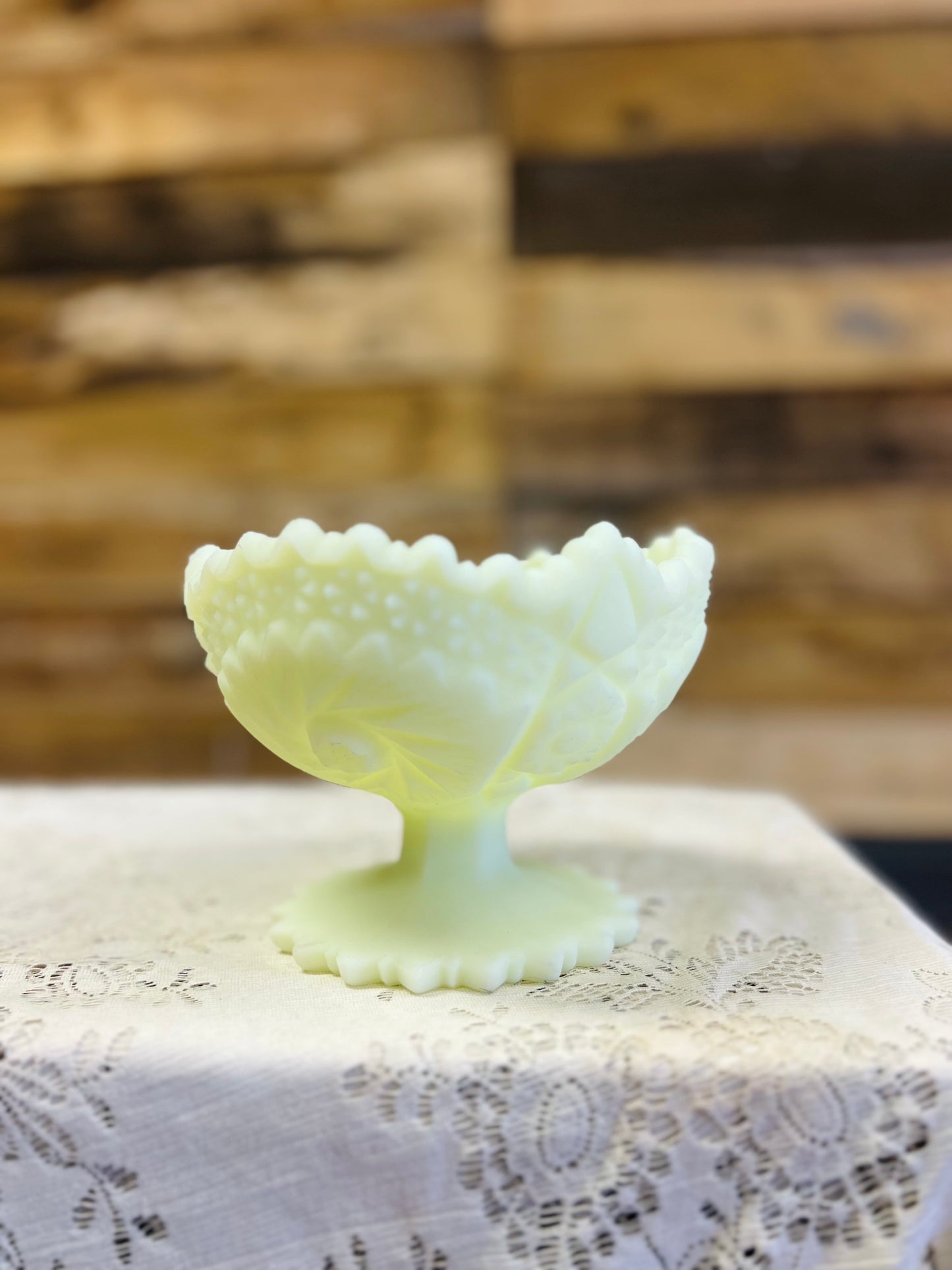Vintage Fenton Satin Pedestal Dish